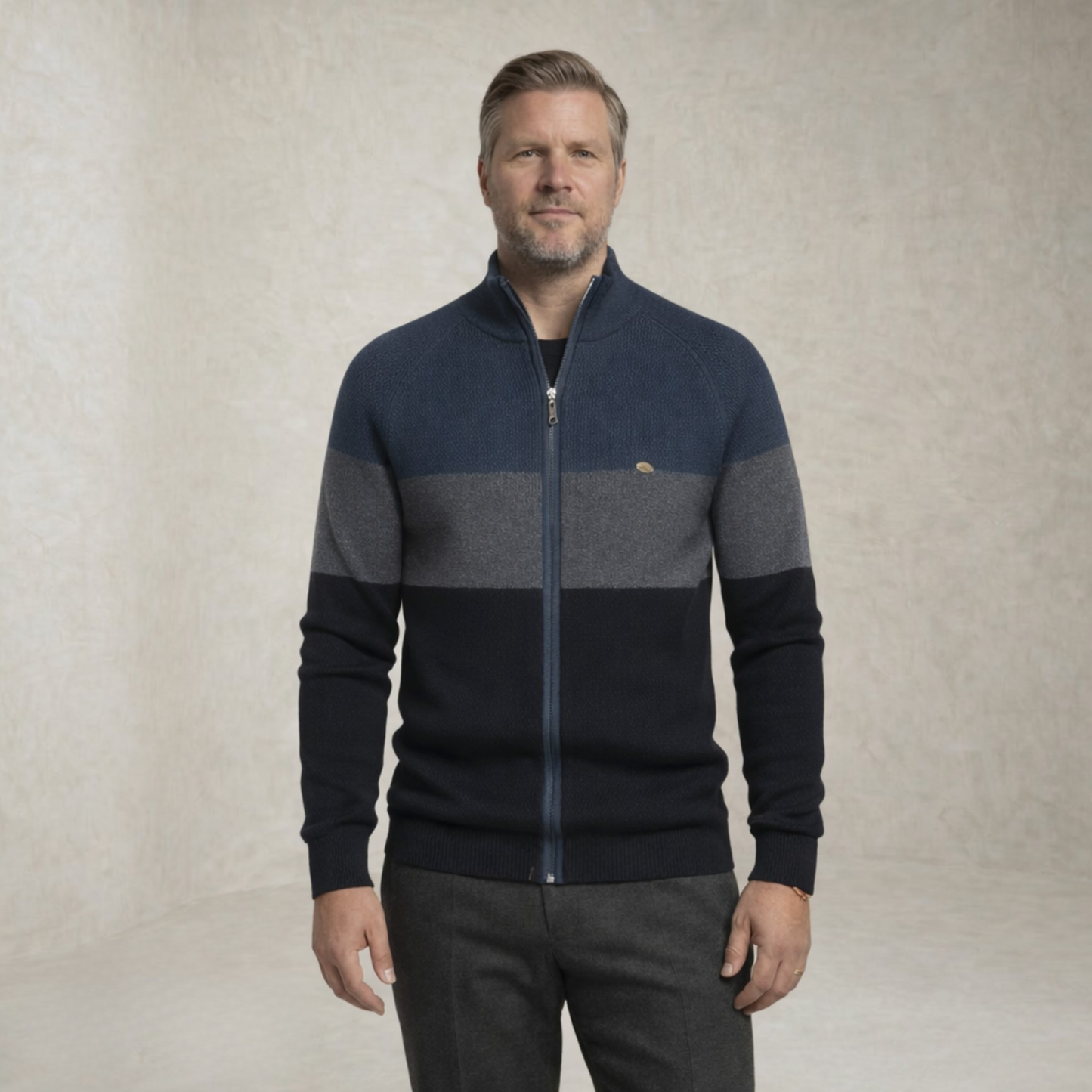 Logan | Color-Block Ribbed Sweater with Zipper