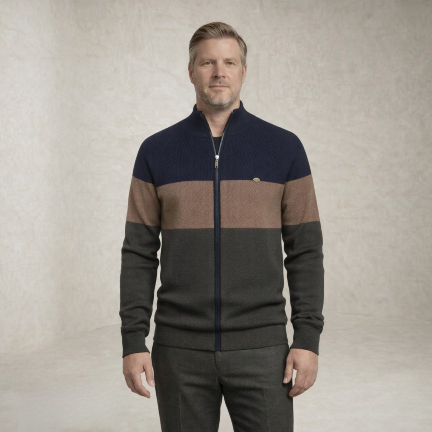 Logan | Color-Block Ribbed Sweater with Zipper