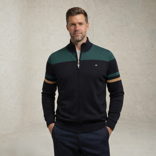 Lucas | Contrast Stripe Sweater with Zipper