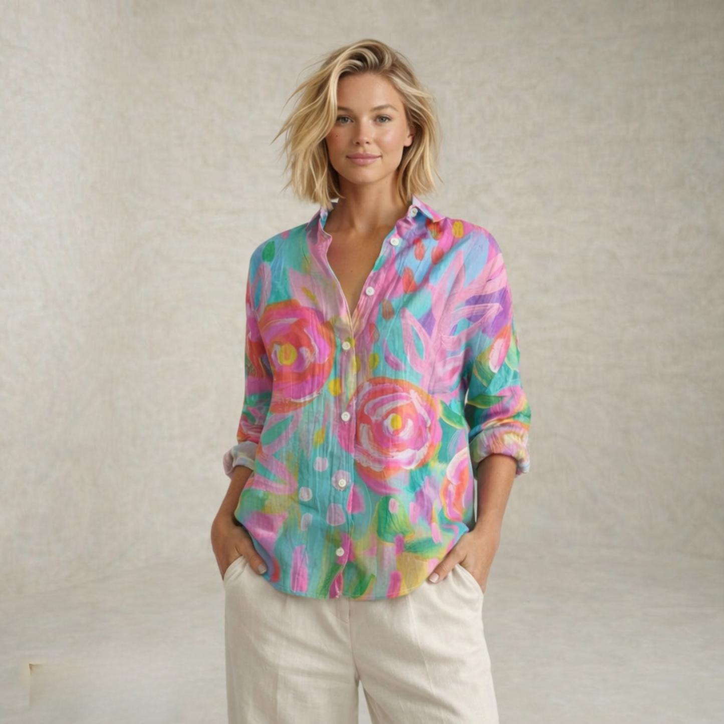 Lydia | Colorful Pattern Art Patterned Blouse