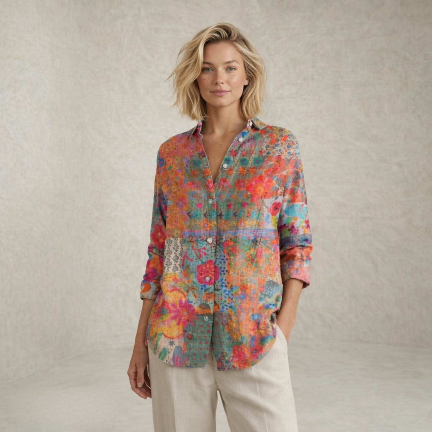 Lydia | Colorful Pattern Art Patterned Blouse