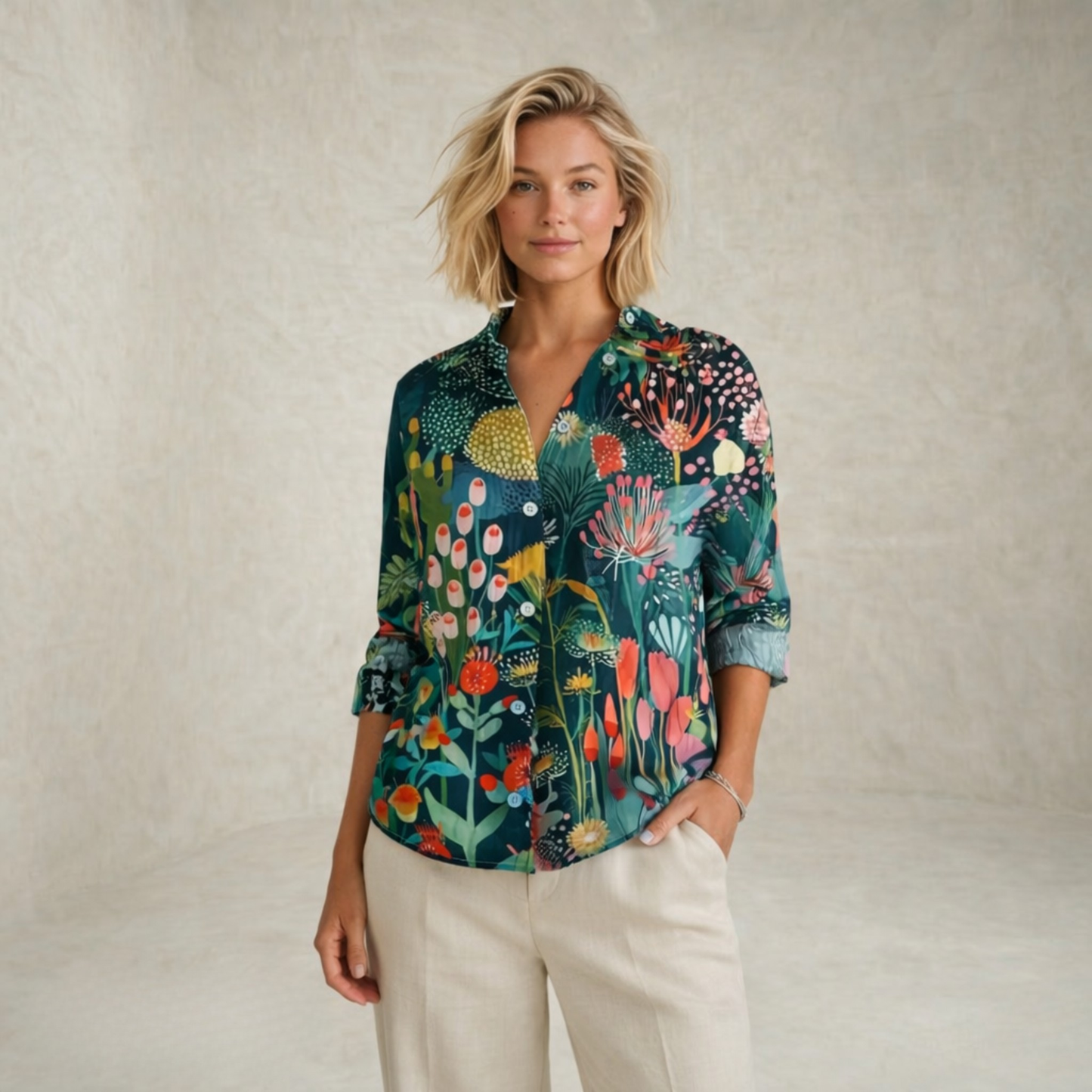 Lydia | Colorful Pattern Art Patterned Blouse