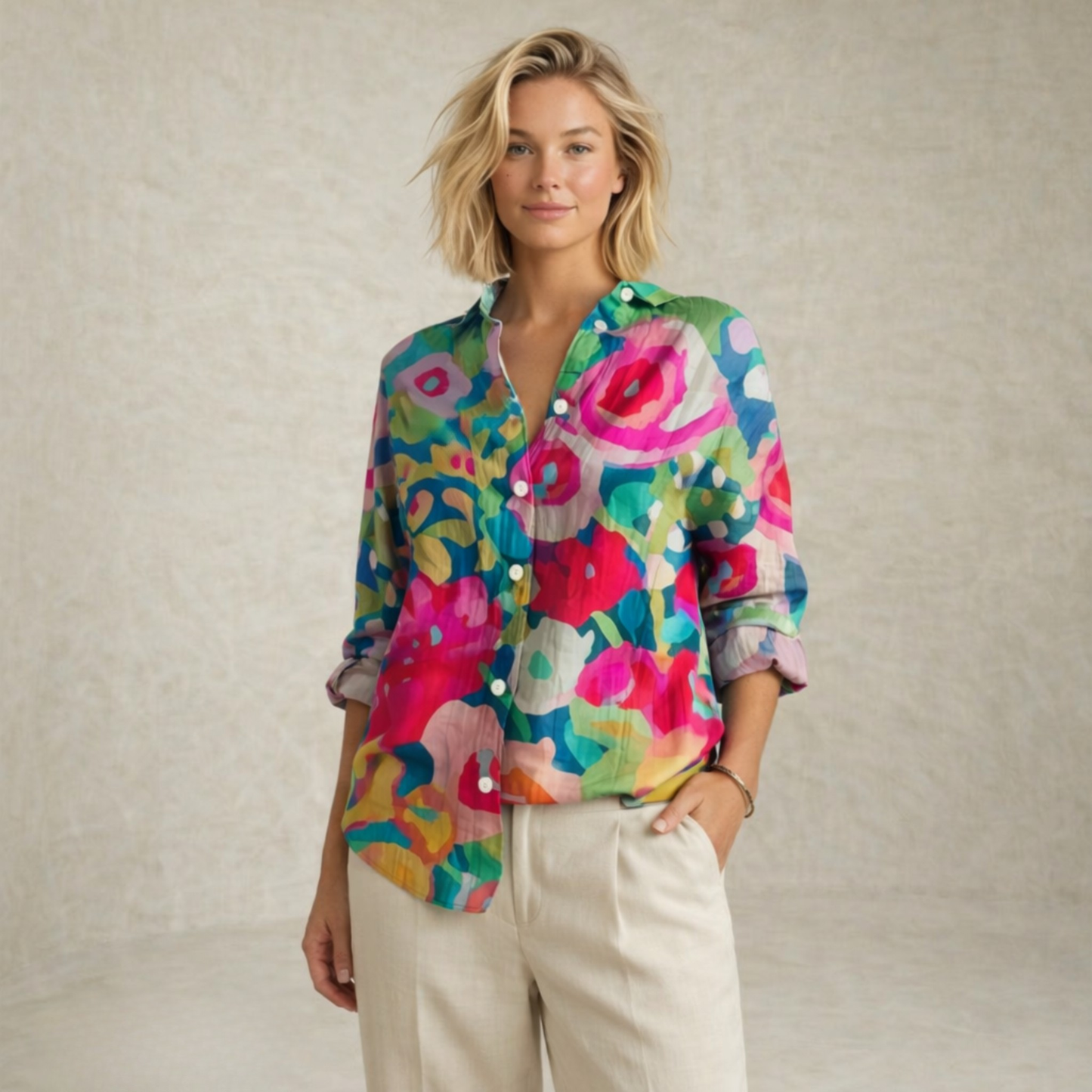 Lydia | Colorful Pattern Art Patterned Blouse