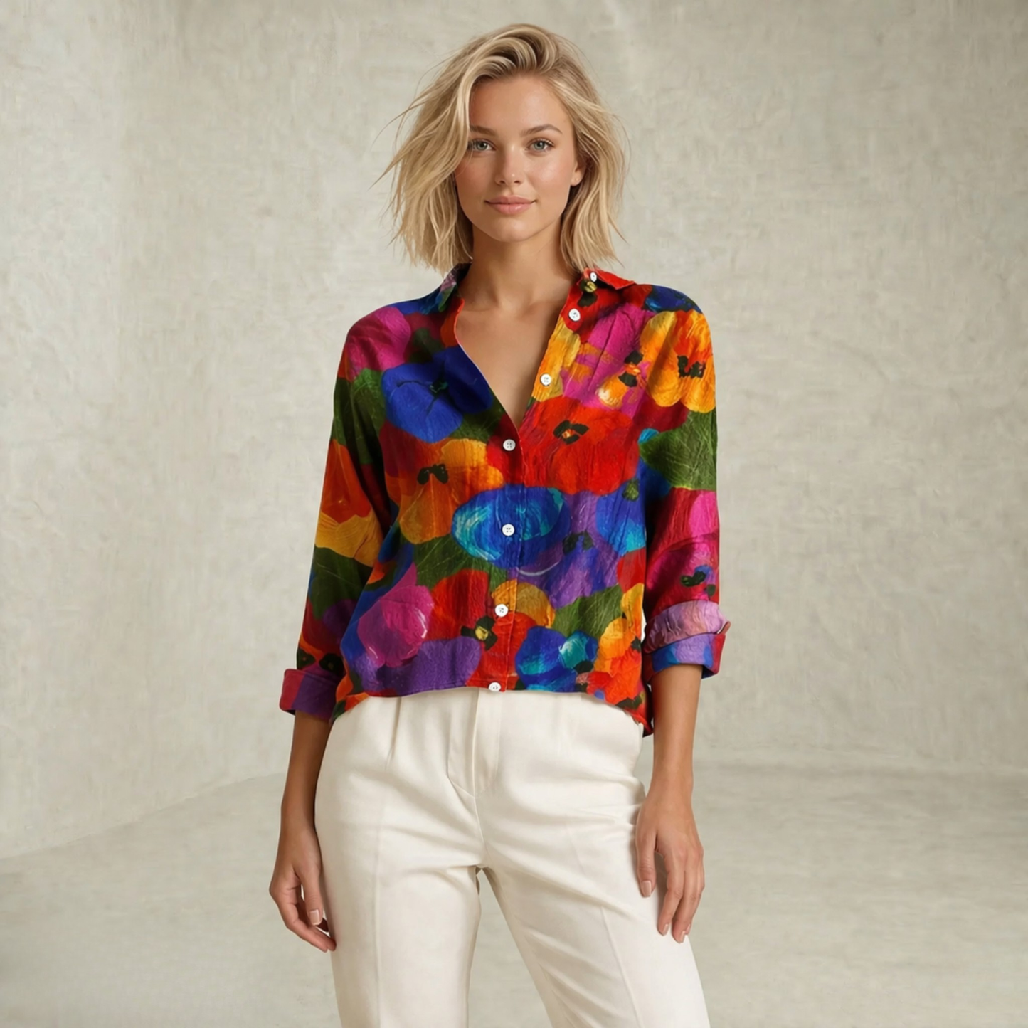 Lydia | Colorful Pattern Art Patterned Blouse