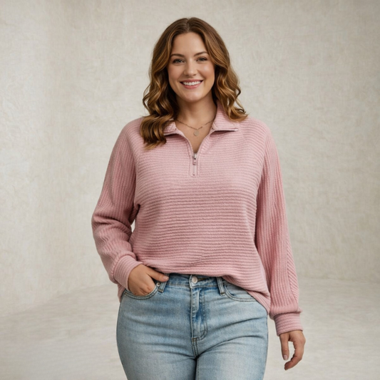 Madison | Ribbed Half Zip Sweater