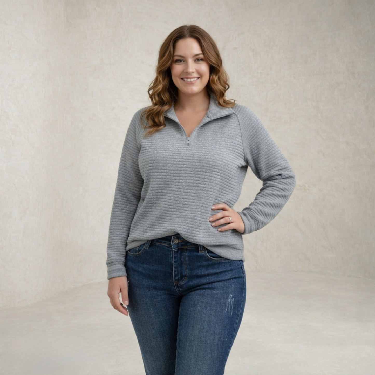 Madison | Ribbed Half Zip Sweater