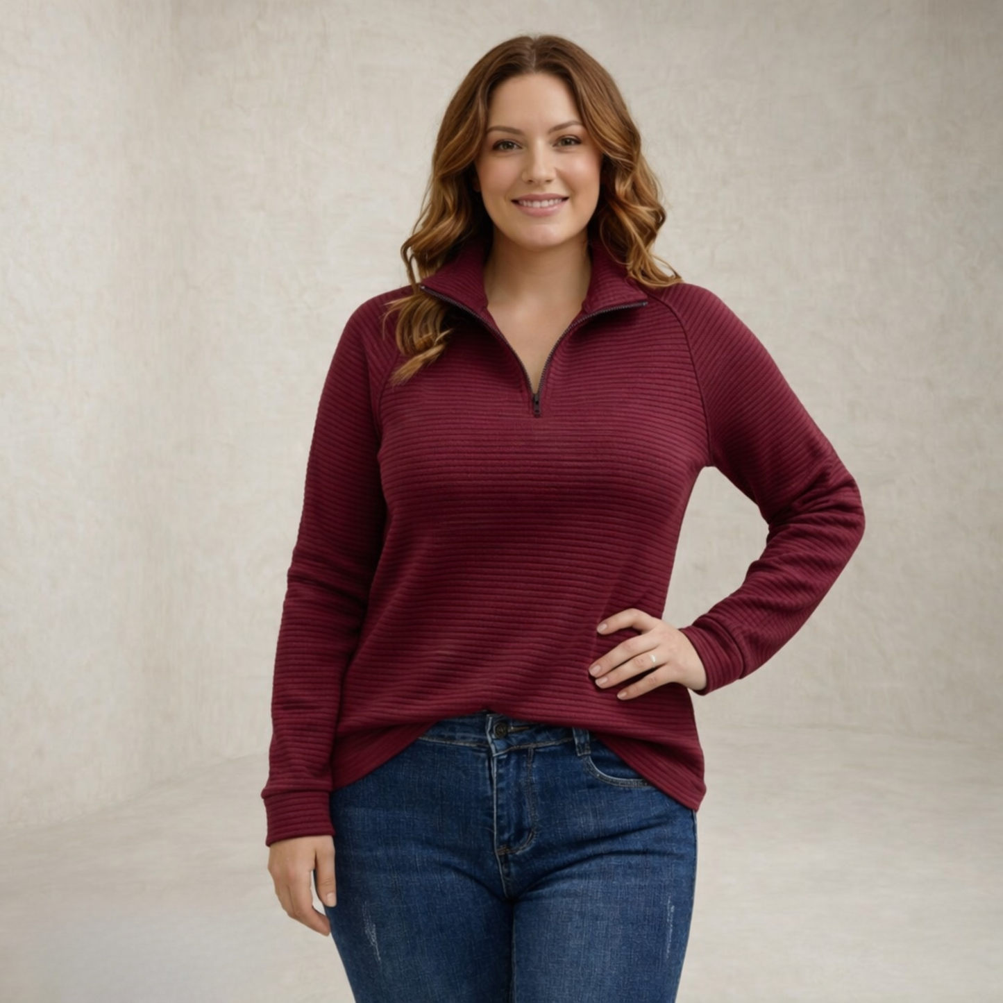 Madison | Ribbed Half Zip Sweater