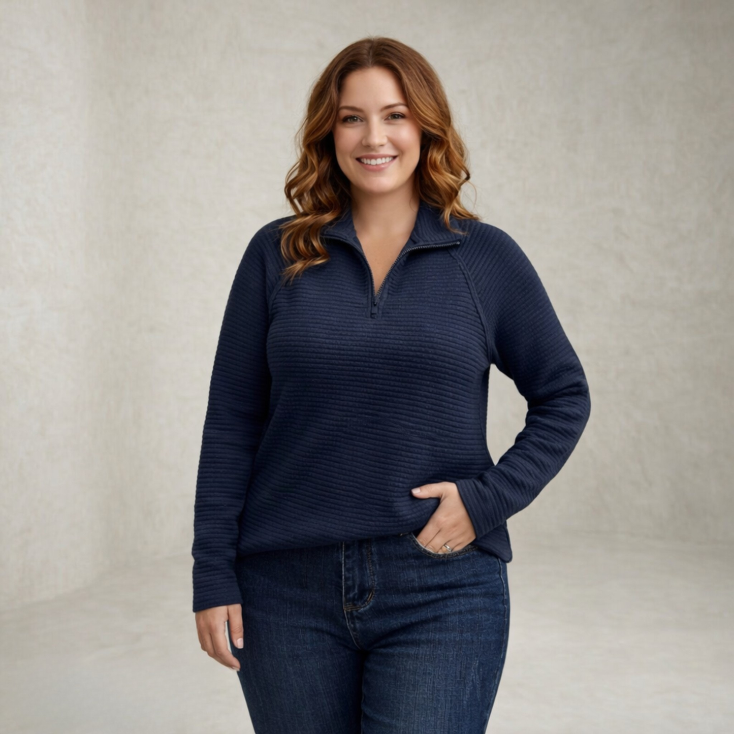 Madison | Ribbed Half Zip Sweater