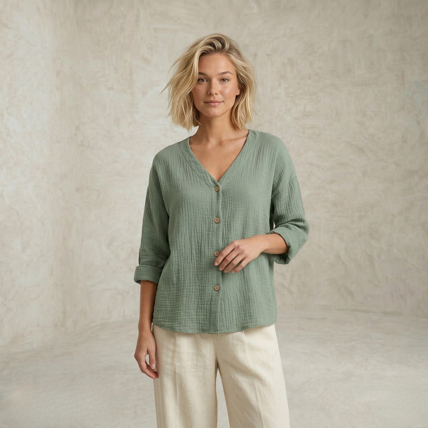 Maria | Refined Button Front Sophisticated Blouse