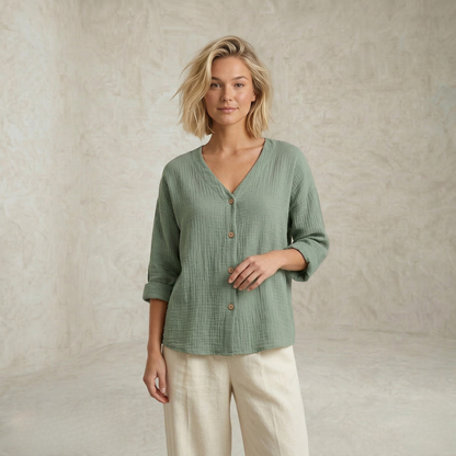 Maria | Refined Button Front Sophisticated Blouse