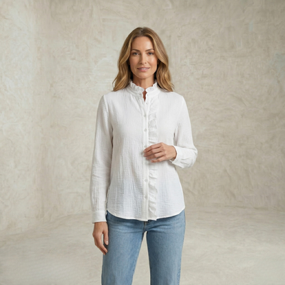 Marianne | Soft Textured Ruffle Elegant Blouse