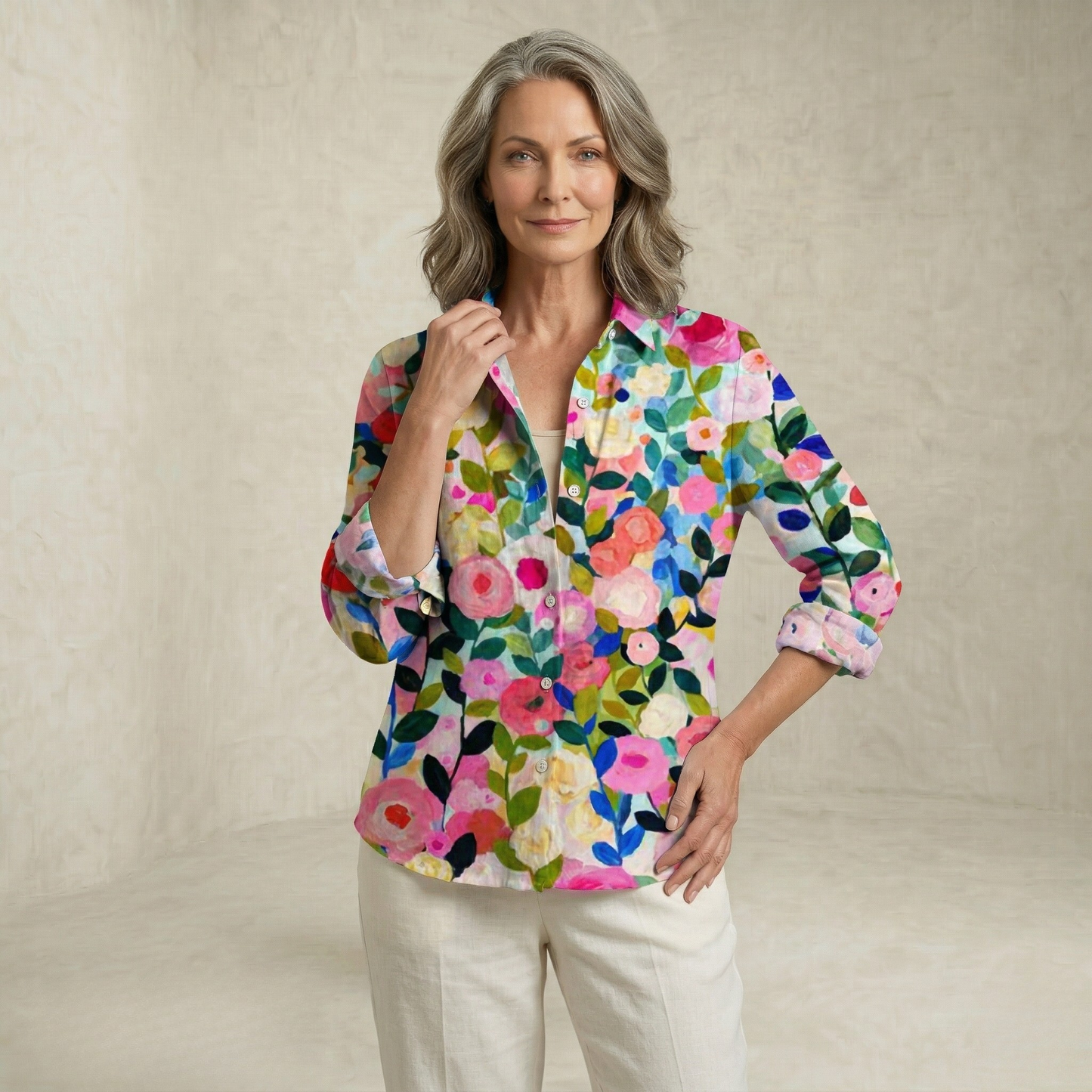 Matilda | Watercolor Garden Print Floral Blouse