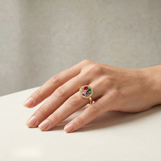 Megan | Colorwave Hearts Spinning Gold Ring