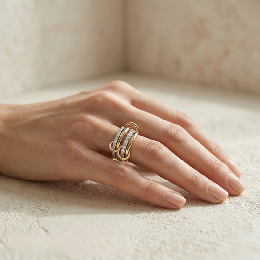 Natalie | Interlock Gold Stack Rings