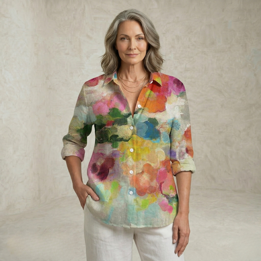 Natasha | Watercolor Petal Print Printed Blouse