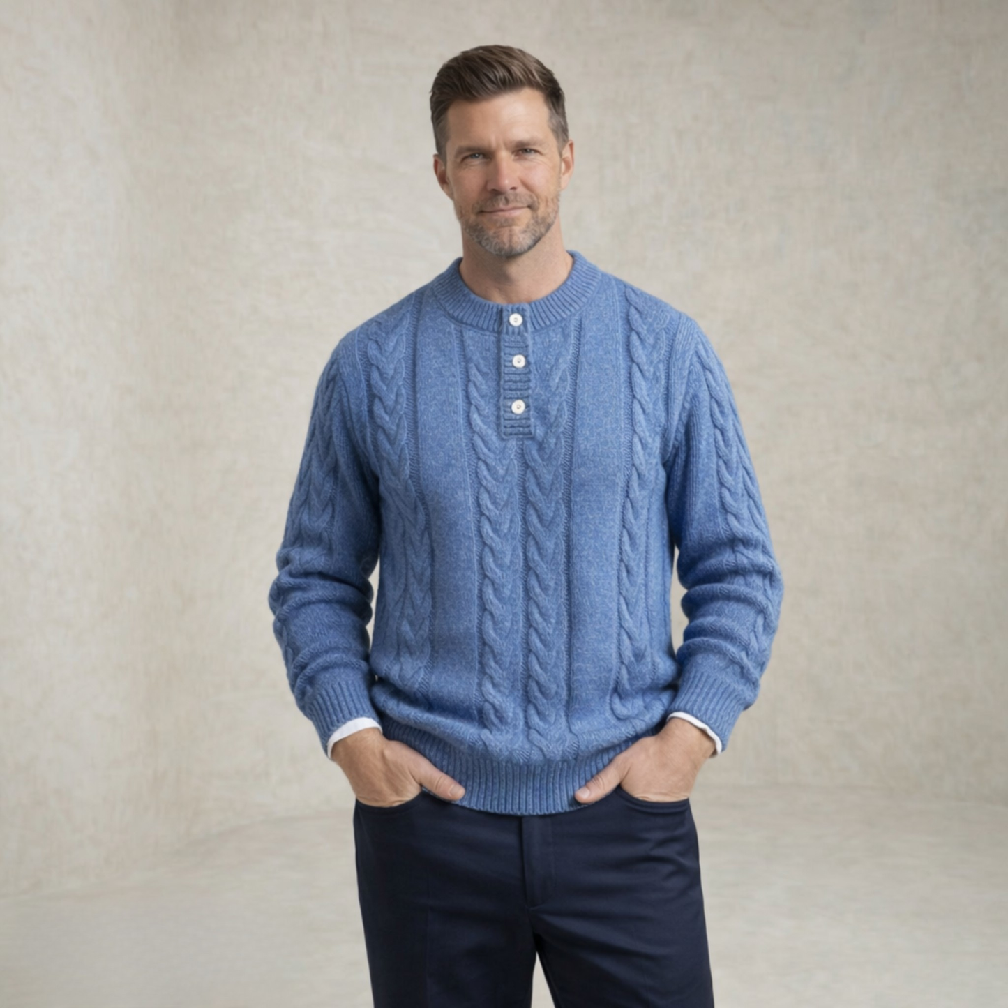 Noah | Cable Knit Henley Knitted Sweater