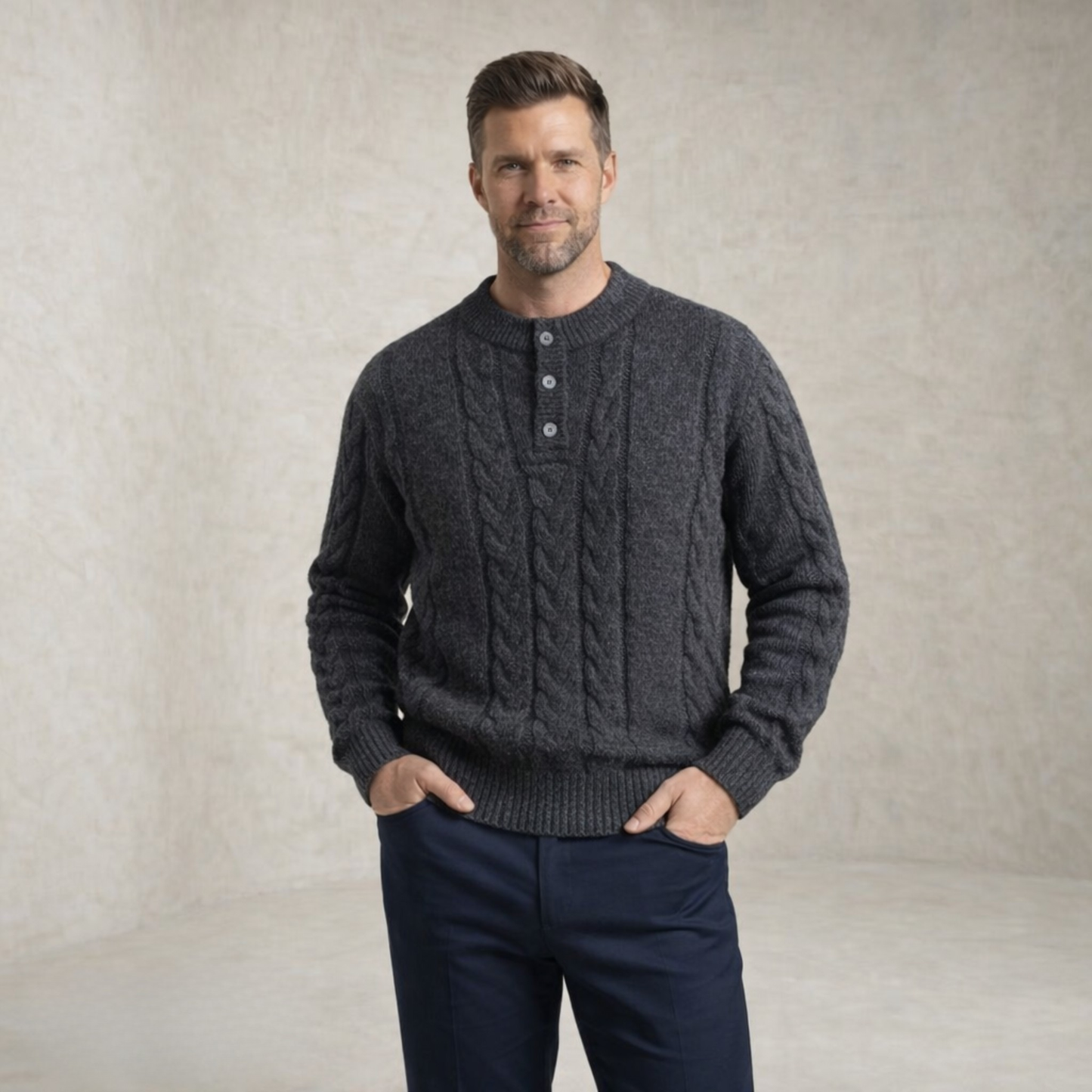 Noah | Cable Knit Henley Knitted Sweater