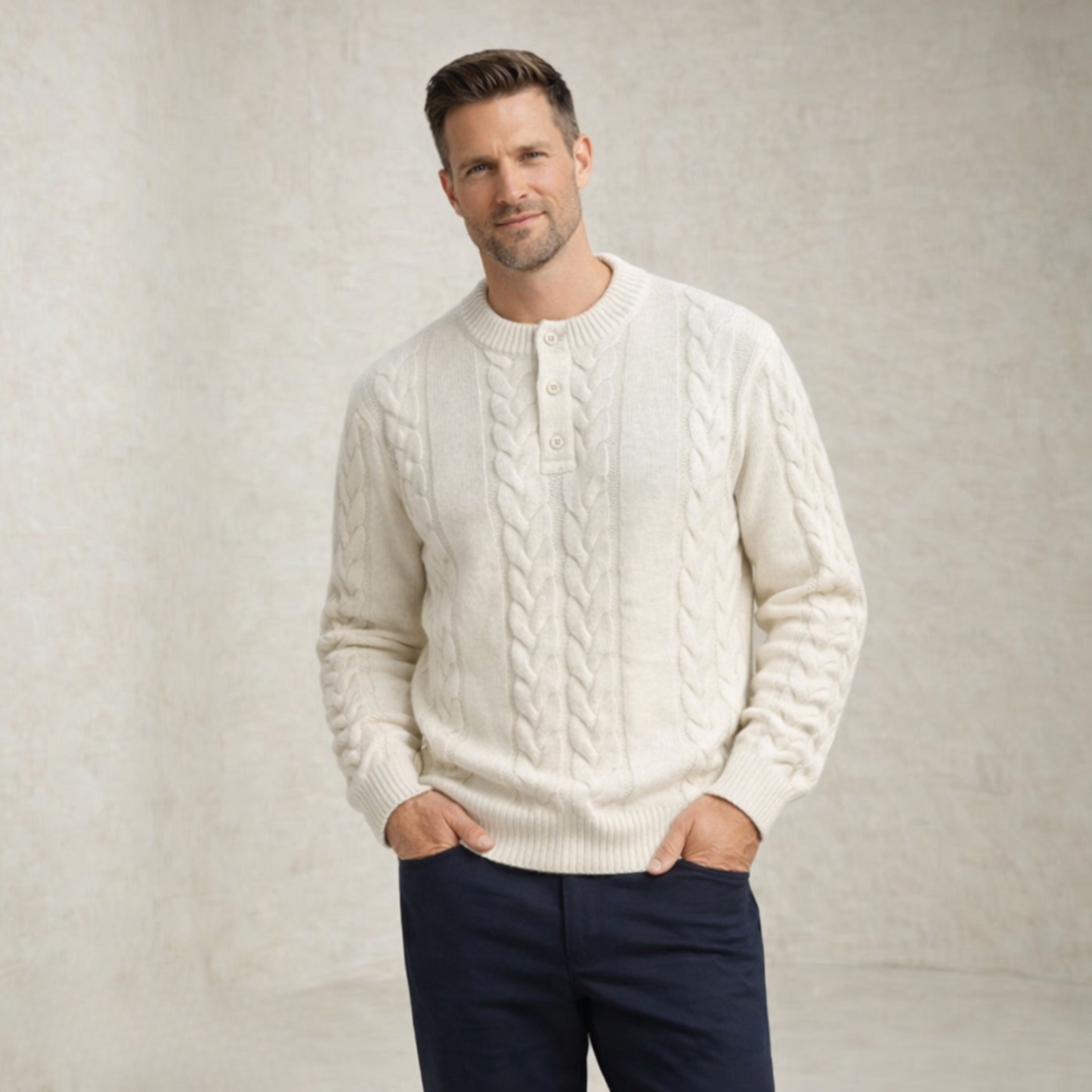 Noah | Cable Knit Henley Knitted Sweater