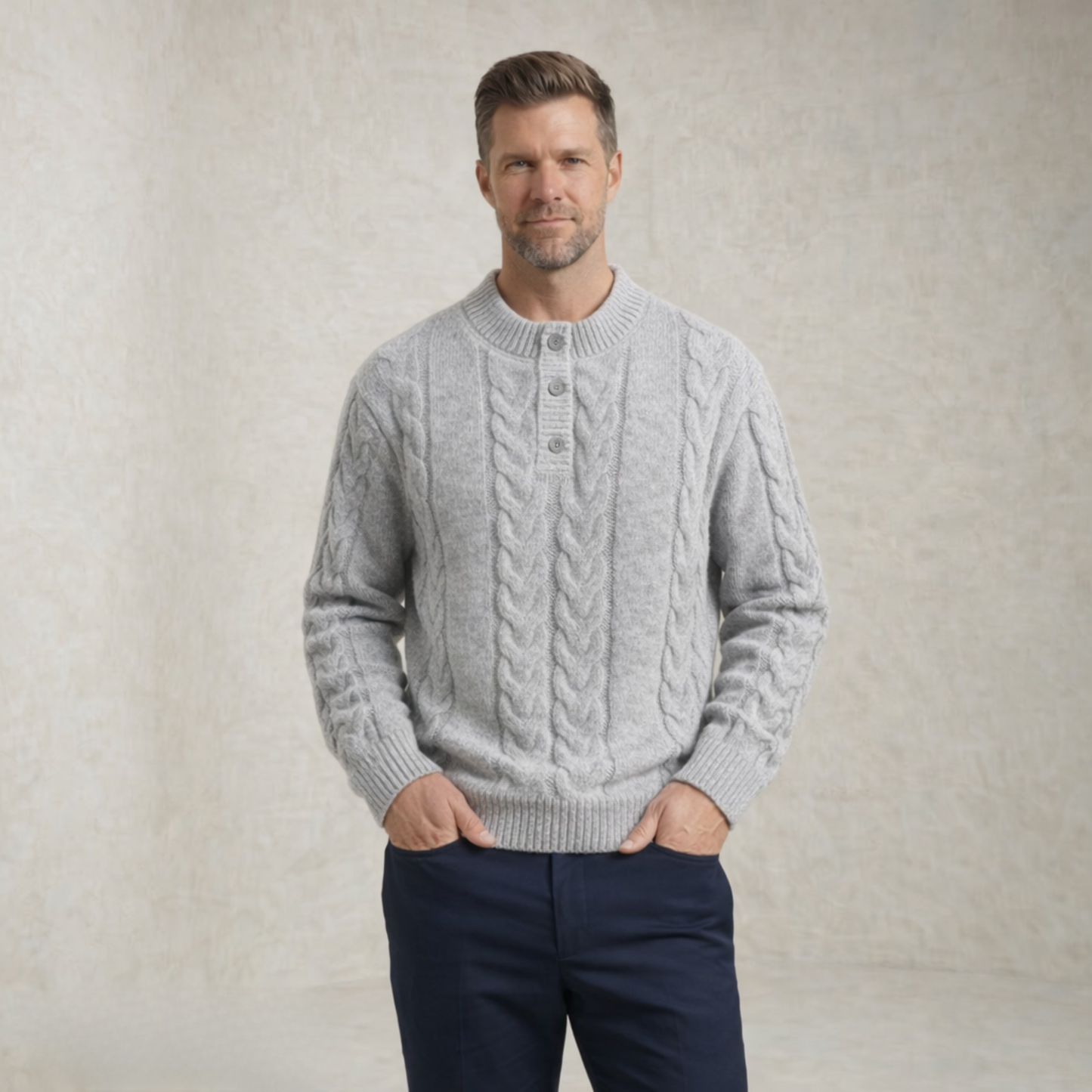 Noah | Cable Knit Henley Knitted Sweater