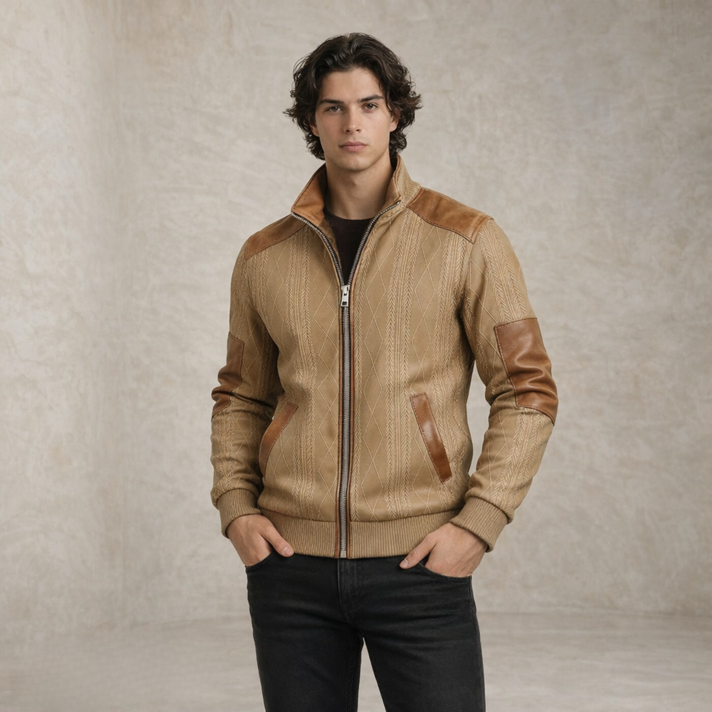 Oliver | Textured Trim Zip Jacket