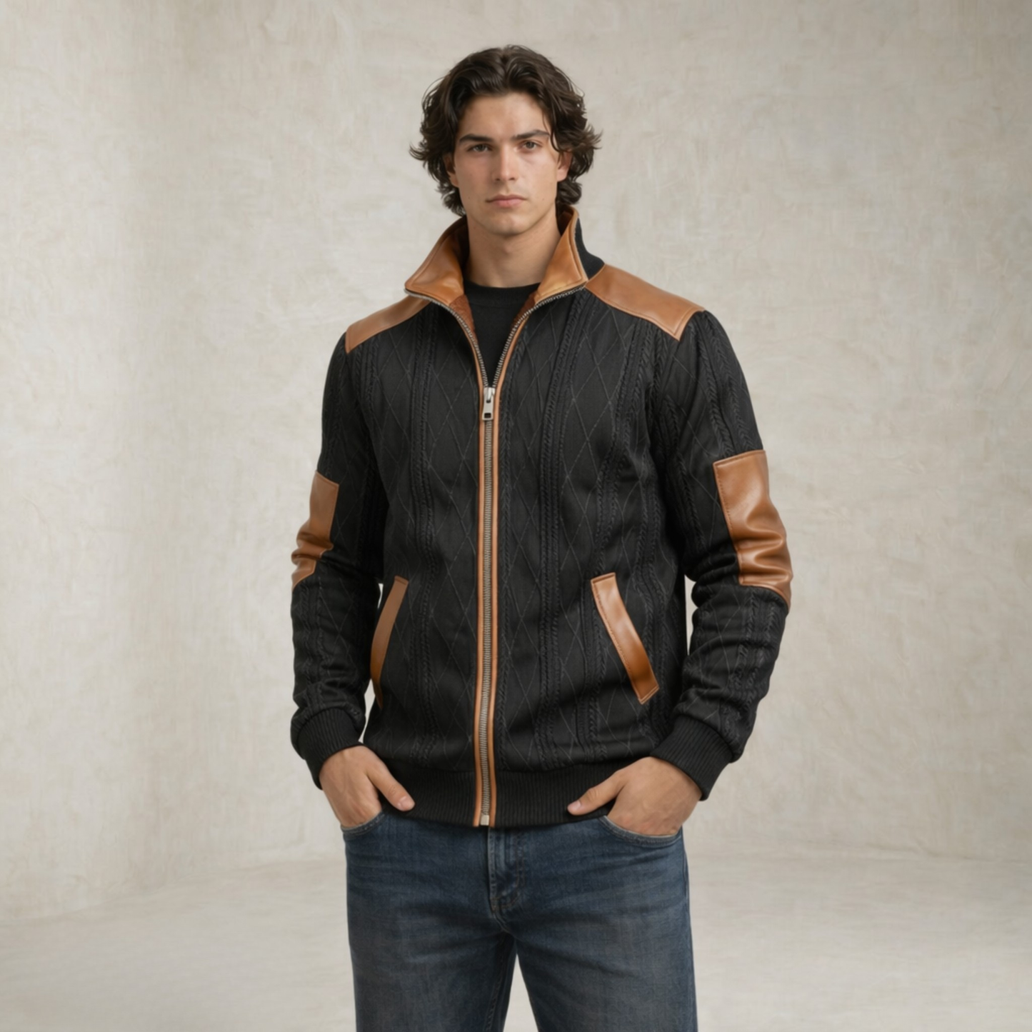 Oliver | Textured Trim Zip Jacket