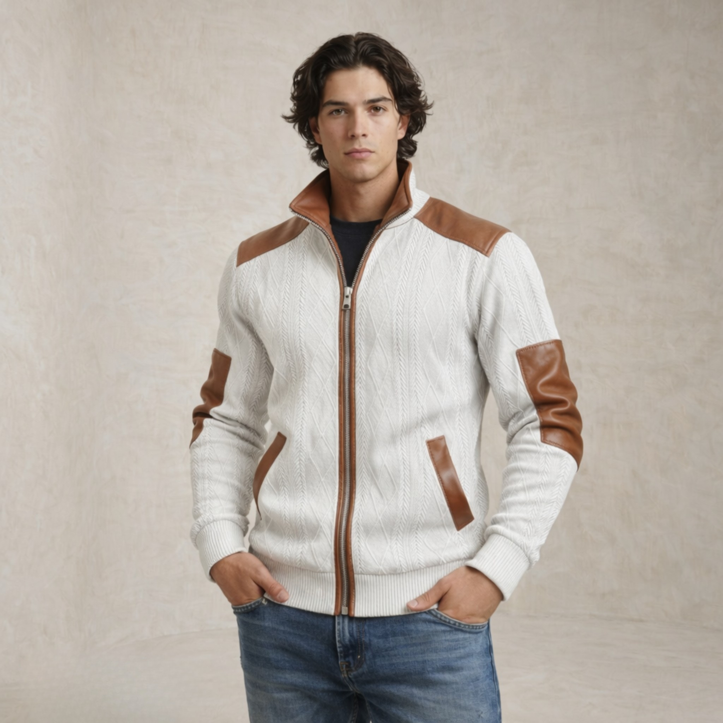 Oliver | Textured Trim Zip Jacket