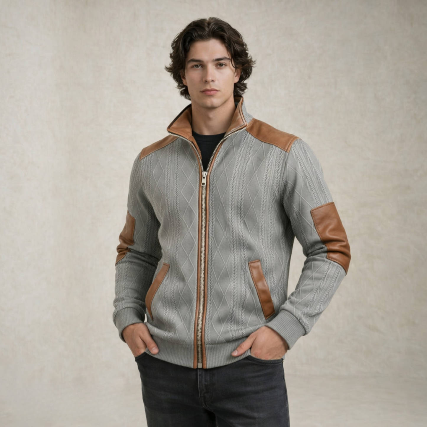 Oliver | Textured Trim Zip Jacket