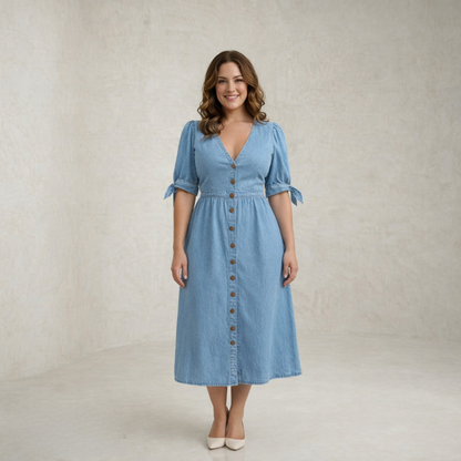 Paige | Buttoned Denim Maxi Dress