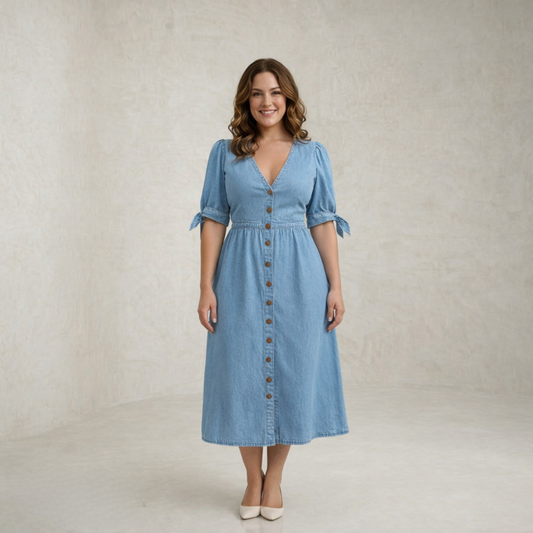 Paige | Buttoned Denim Maxi Dress