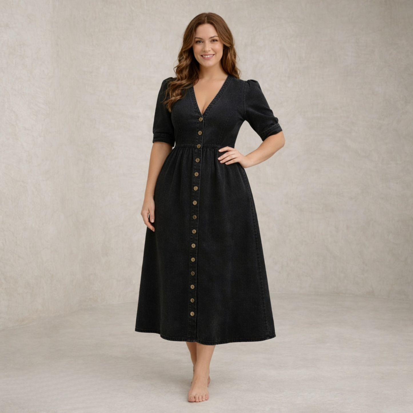 Paige | Buttoned Denim Maxi Dress