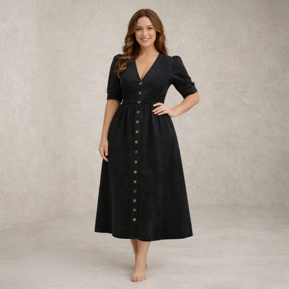 Paige | Buttoned Denim Maxi Dress