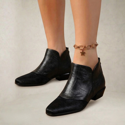 Quella | Minimalist Low Stacked Heel Leather Boots