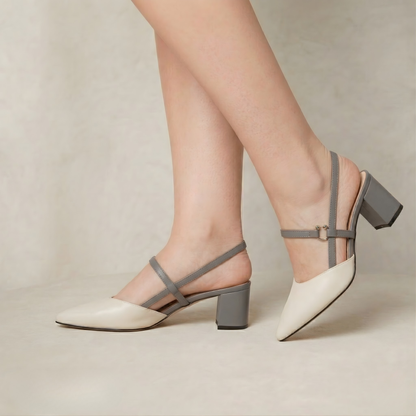 Thalia | Modern Duo-Tone Premium Leather Block Heels