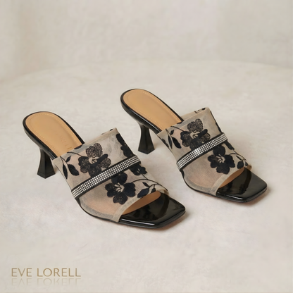 Yara | Elegant Mesh Detailed Square-Toe Heels