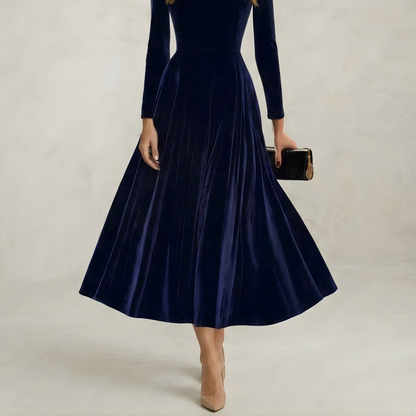 Isla | Deep Sea Long-Sleeve Midi Dress