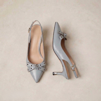 Vera | Elegant Bow Accent Genuine Leather Pumps