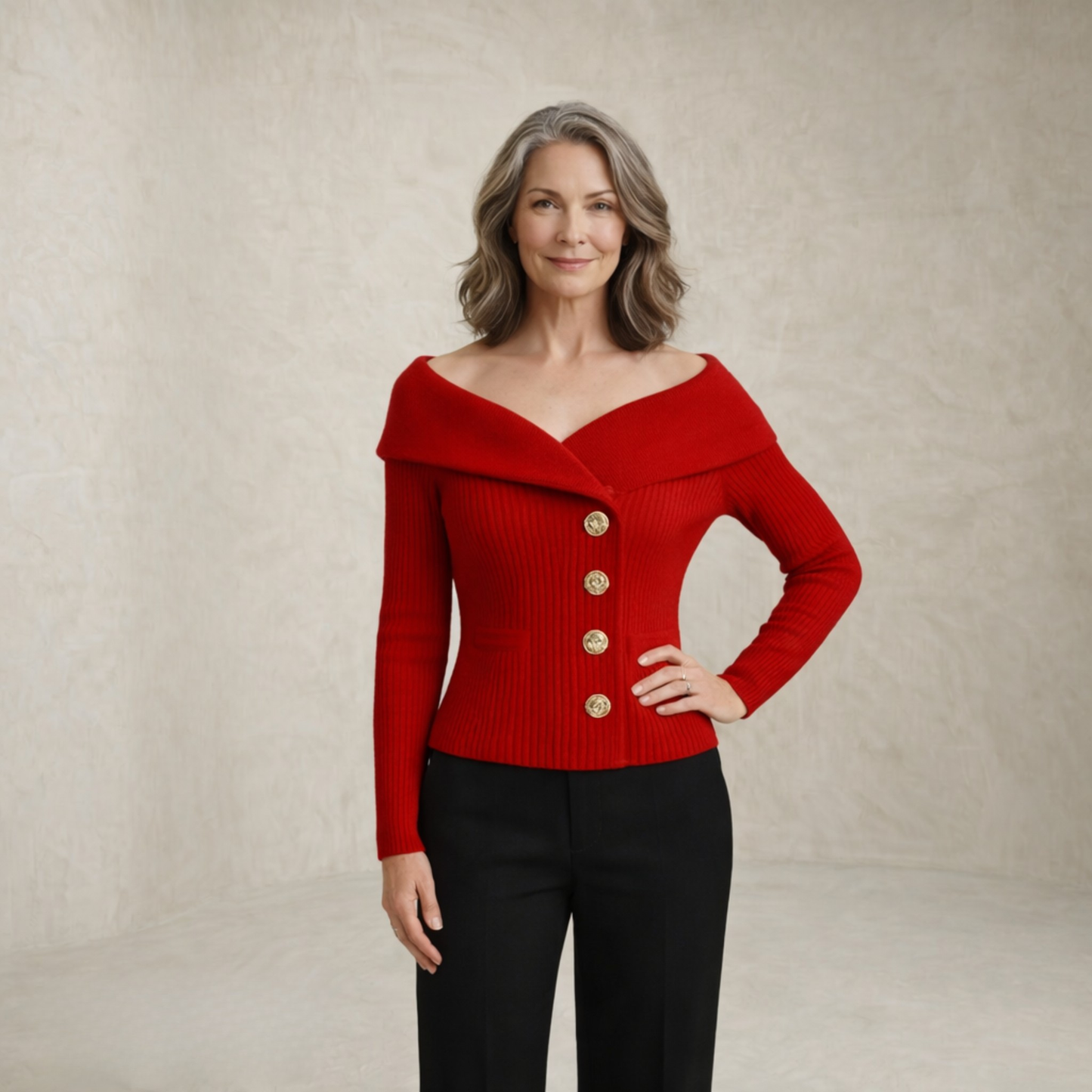 Victoria | Ribbed Buttoned Sweater