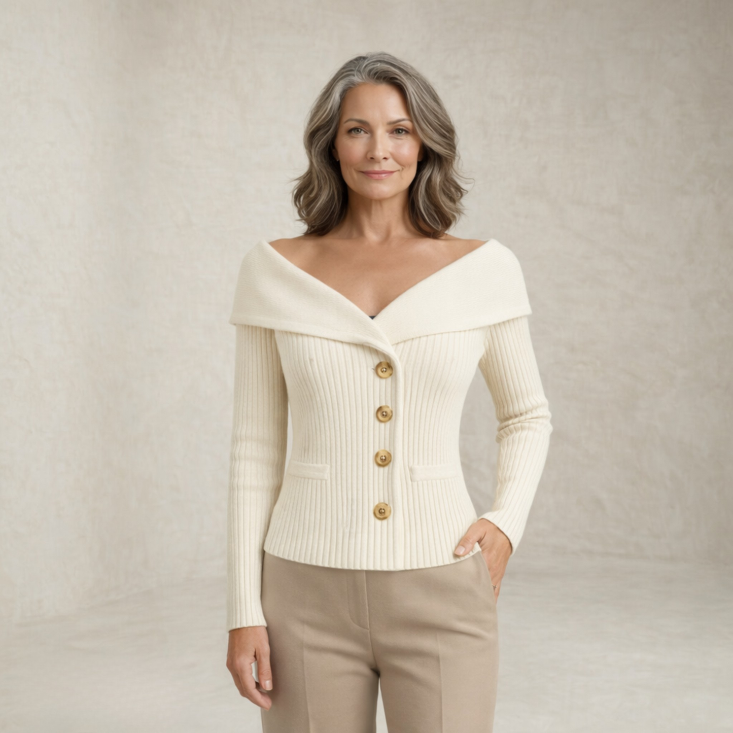 Victoria | Ribbed Buttoned Sweater