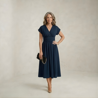 Violet | Modern Edge V-Neck Midi Dress