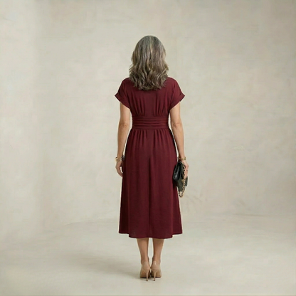Violet | Modern Edge V-Neck Midi Dress