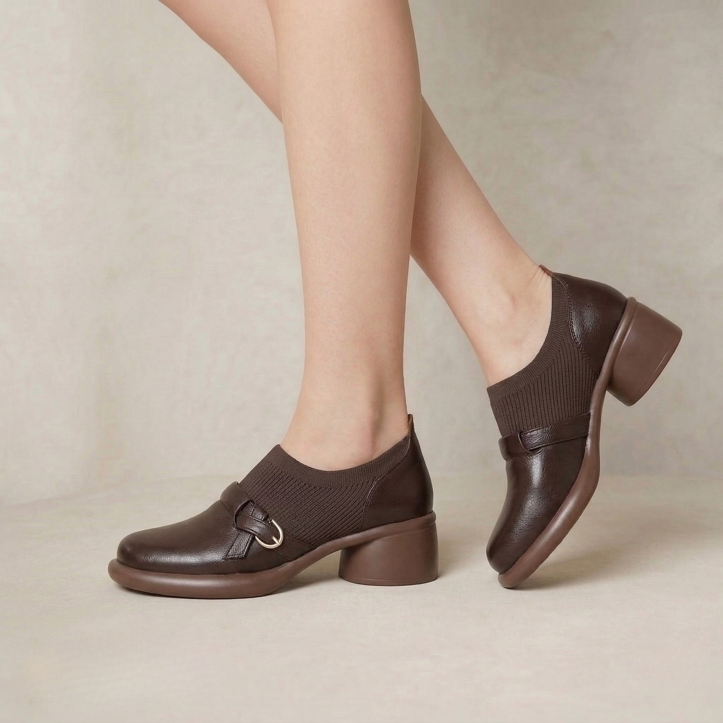 Willa | Polished Genuine Leather Buckle Heels