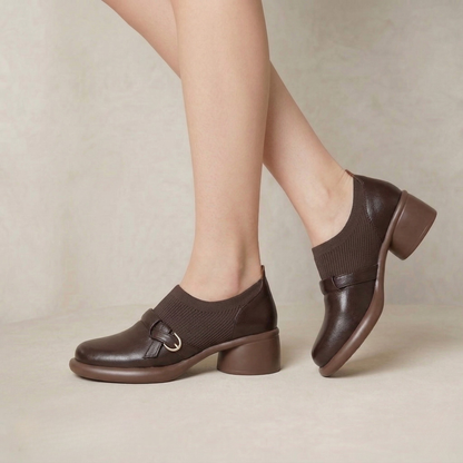 Willa | Polished Genuine Leather Buckle Heels