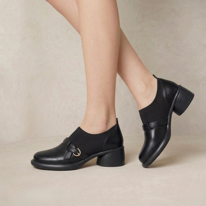 Willa | Polished Genuine Leather Buckle Heels