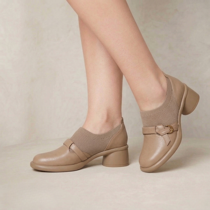 Willa | Polished Genuine Leather Buckle Heels