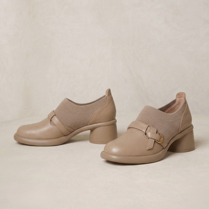 Willa | Polished Genuine Leather Buckle Heels