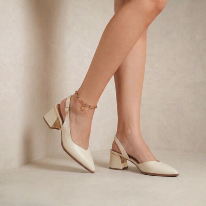 Xenia | Sleek Pointed-Toe Genuine Leather Slingbacks