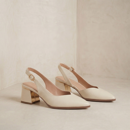 Xenia | Sleek Pointed-Toe Genuine Leather Slingbacks