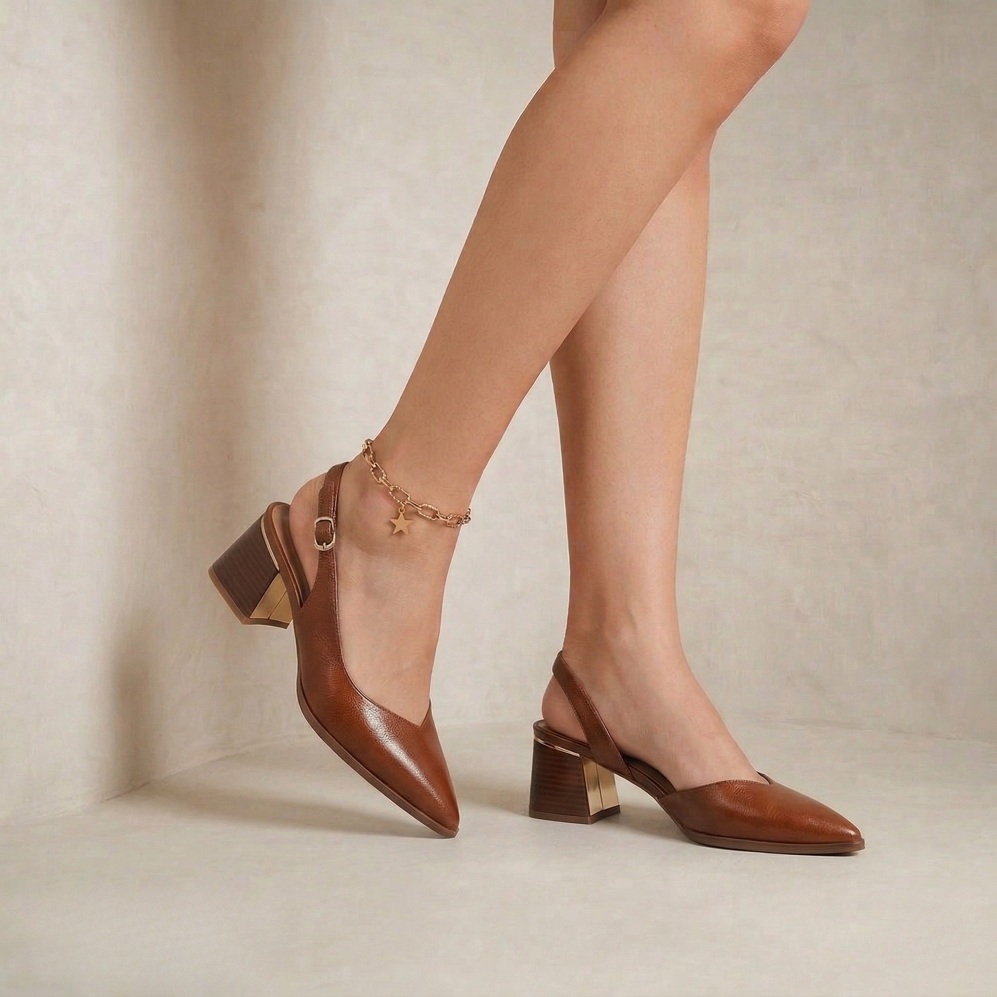Xenia | Sleek Pointed-Toe Genuine Leather Slingbacks