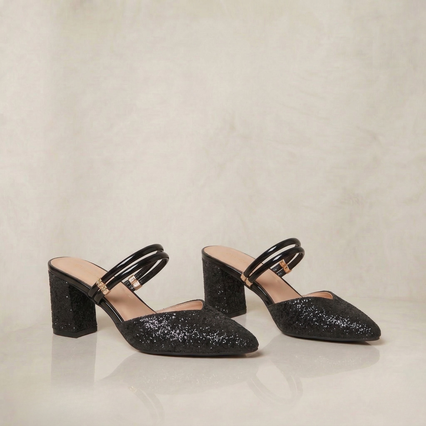 Yvette | Elegant Sculpted Block Heels with Metallic Detail