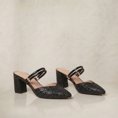 Yvette | Elegant Sculpted Block Heels with Metallic Detail